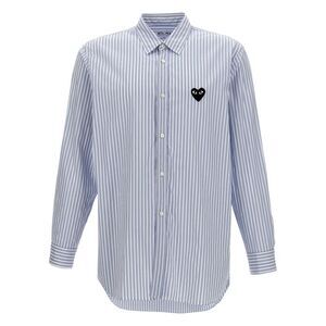 Comme Des Garçons Play Men's Logo Patch Striped Shirt
